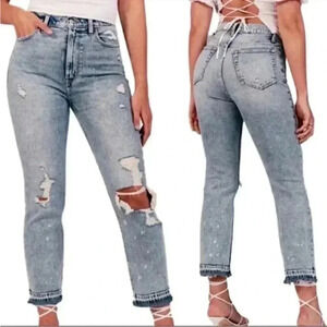 Abercrombie & Fitch Curve Love High Rise Ankle Straight Jeans Size 2 Short